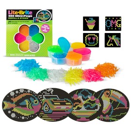 Lite Brite HD Template and Peg Refill Set Plus Storage, 360 Mini-Pegs and 8 Templates