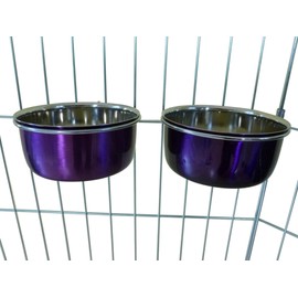 Ellie-Bo Pair of Dog Bowls For Crates, Cages or Pens and 3 Sizes (0.6Ltr Small, Purple)
