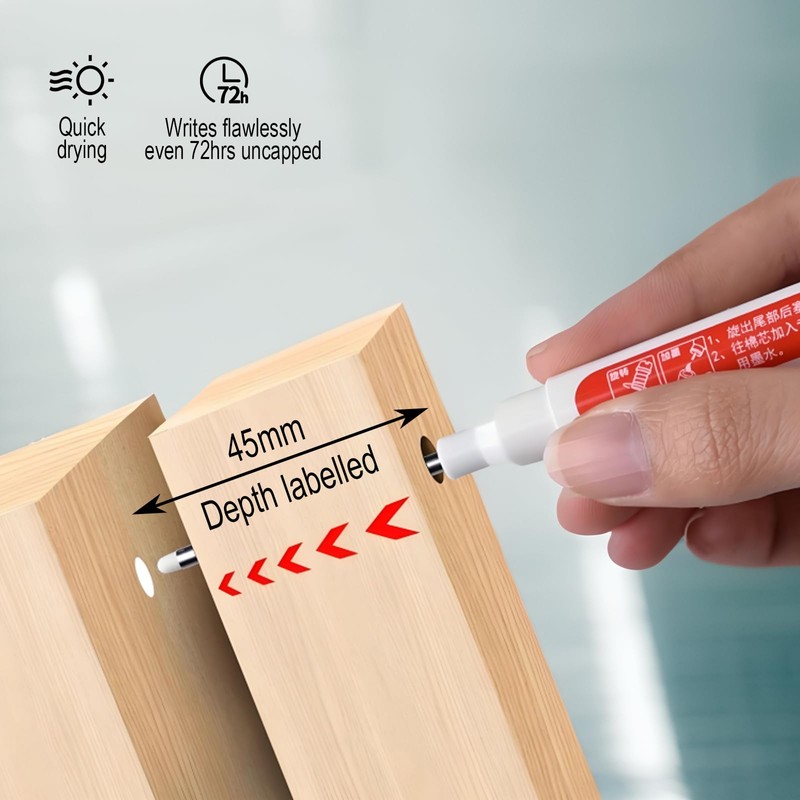 NORXUAZE 2pcs white Long Nib Deep Hole Marker Pen -