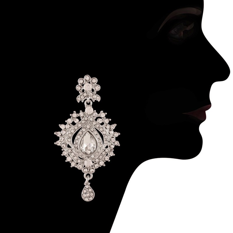 I Jewels Womens 18K Rhodium Plated Austrian Crystal Indian Wedding