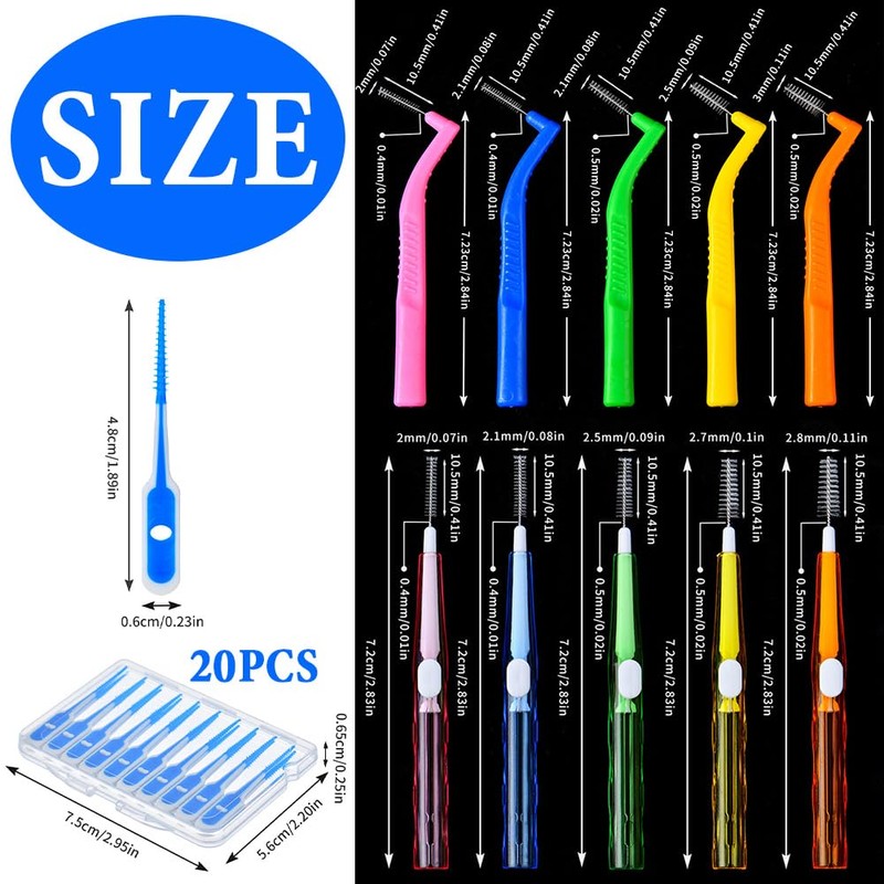 30 Pcs Interdental Brushes Set with Multiple Sizes, Includes 5
