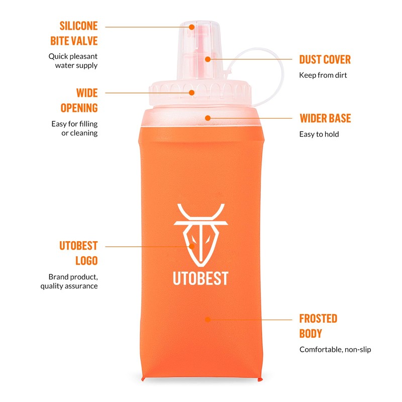 UTOBEST Soft Flask Running Water Bottle Collapsible Water Bottle for