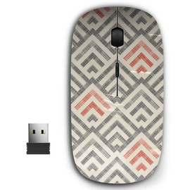 KAWAMOUSE 2.4G Ergonomic Portable USB Wireless Mouse for PC, Laptop, Computer, Notebook with Nano Receiver (Striped Geometric)