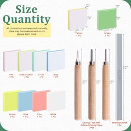 Keadic - Juego de 14 bloques de goma para tallar sellos con bloques de goma, herramientas de tallado y piedra de molienda para crear impresiones artísticas, manualidades de tarjetas, impresión u otras manualidades de papel