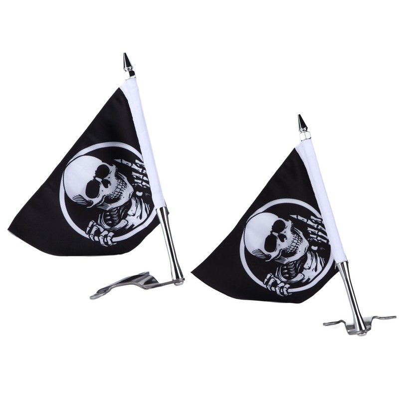 Trunk Lid Flagpole Mount Kit with Skull Flag L R