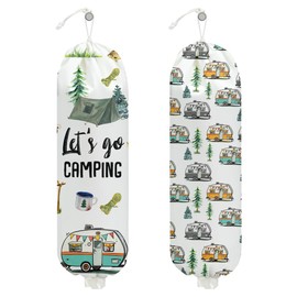2Pcs Camping Plastic Bag Holder, Wall Mount Trash Bag Holder, Tent Rv Bonfire Reusable Grocery Bags Organizer Storage Dispenser for Camp Kitchen Pantry, Camping Gifts for Women Men Camper