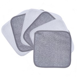 Polyte - Toalla facial desmaquillante de microfibra superabsorbente - Hipoalergénica, sin elementos químicos - Gris/blanco - 20 x 20 cm - Pack de 6