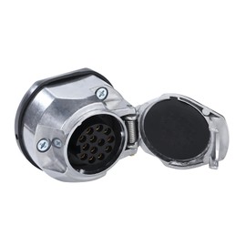 Woola Towing Hitch Socket 13-Pin with Rubber Seal, 13-Pin Metal Trailer Socket, 12 V Waterproof Socket 13 Pin for Trailer, AHK Socket, 13 Pin Aluminium Housing