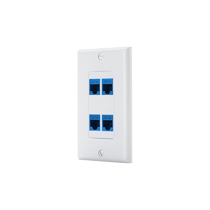 4 Port Cat6 Ethernet Female to Female Decorative Wall Plate