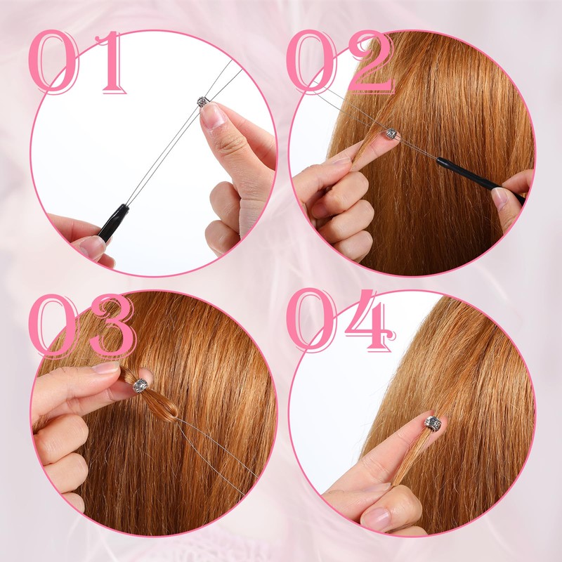 AOZUO Crochet Hook Set, Threader, Beard Beads, Hair Extensions, Black