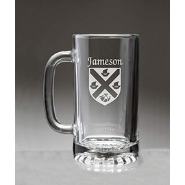 Jameson Irish Coat of Arms Glass Beer Mug (Sand Etched)