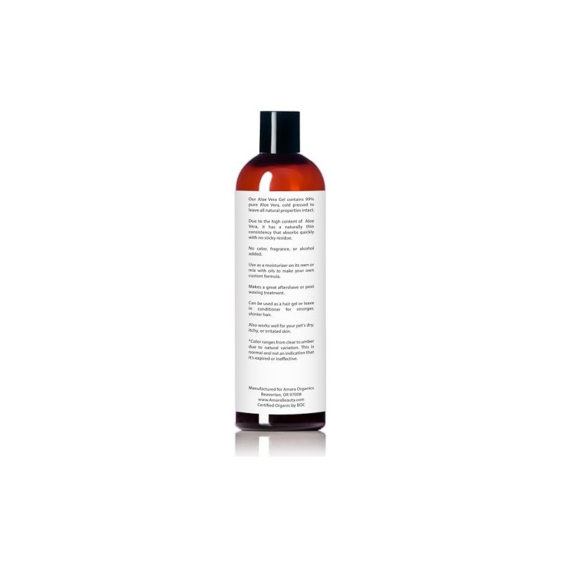 Amara Organics Aloe Vera Gel from Organic Cold Pressed Aloe,