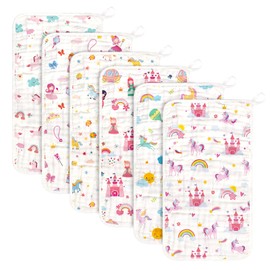 Decalsweet Muslin Cloths for Baby,100% Cotton Burp Cloths for Baby,6 Pack Muslin Squares,Absorbent & Breathable Baby Muslins,Baby Essentials for Newborn(Princess & Unicorn)