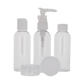 Travel Bottles For Toiletries Empty Plastic Bottle Set Reusable Clear Mini Shampoo Dispenser Portable Refill Skincare Kit Refillable Holiday Airport Approved Size Leak Proof Lotion Containers (5 Pcs)