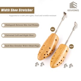 Esvioniq Professional Wooden Shoe Stretcher Width For Men & Women, Adjustable Shoe Stretcher Feet Wide (Women's Medium (UK 6-8))