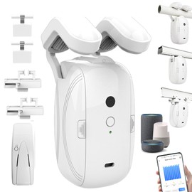 Smart Automatic Curtain Opener - Remote Controled by App/Timer/Voice,Upgraded High-Performance Motor, Automatic Light Sensor, Add Gateways,For Google Alexa,No Remote (for Roman rod/T/U track 3-in-1)