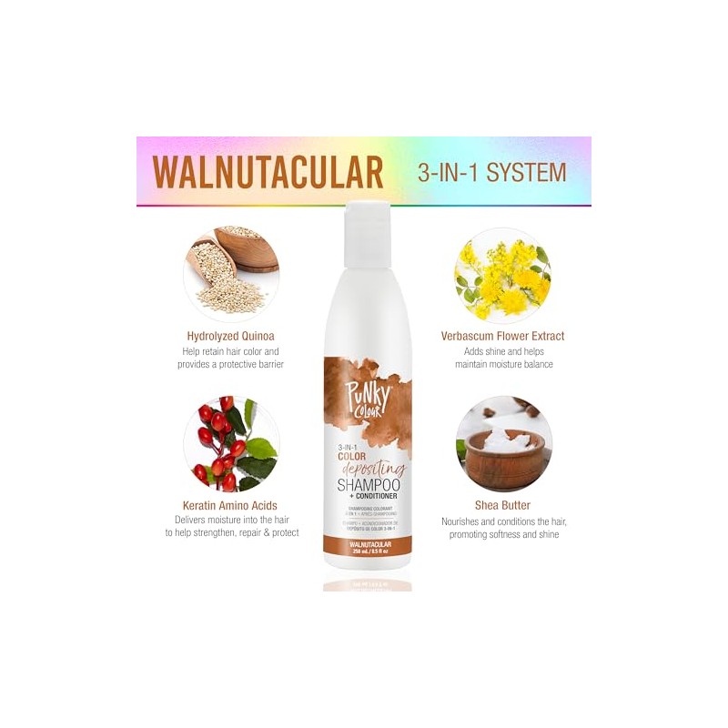Punky Walnutacular 3 en 1 Champú Depositante de Color con