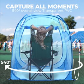 All Weather Proof Pod Sports Tent,Outdoor Weather Tent Sports Pod Pop Up Shelter with Sealed Floor,Pop Up Screen Tent with Carry Bag,Winter Bubble Tent for Sport Events,Camping,Fishing-51"x51"x62"Blue