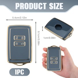Car Key Cover for Renault, 4 Buttons Soft TPU Key Fob Cover Smart Car Key Case Protection for Renault Fluence Duster Megane Kadjar-Clio Practical Key Shell Accessories (Blue)