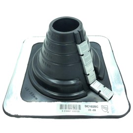 Dektite Metal Roof Pipe Flashing Boots Kit - Comes with Free Screws, Hex Bit Diver, and Pair of Nitrile Coated Gloves (#2, Black - Square Base Zipper Boot)