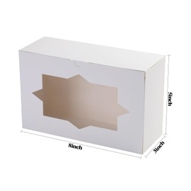 Bssay 20 Pcs Cookie Boxes,8x5x3 inches White Pastry Boxes with 2 Style Window,Bakery Gift Wrapping Box for Xmas Holiday Party Favor Pastries,Cupcakes,Cookies,Donuts Gift-Giving