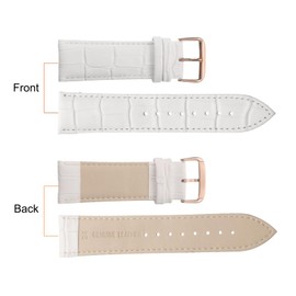 sourcing map Leather Watch Band 16mm Embossed Pattern Cowhide Watch Strap Replacement with Spring Bars for Men and Women, White Rose Gold