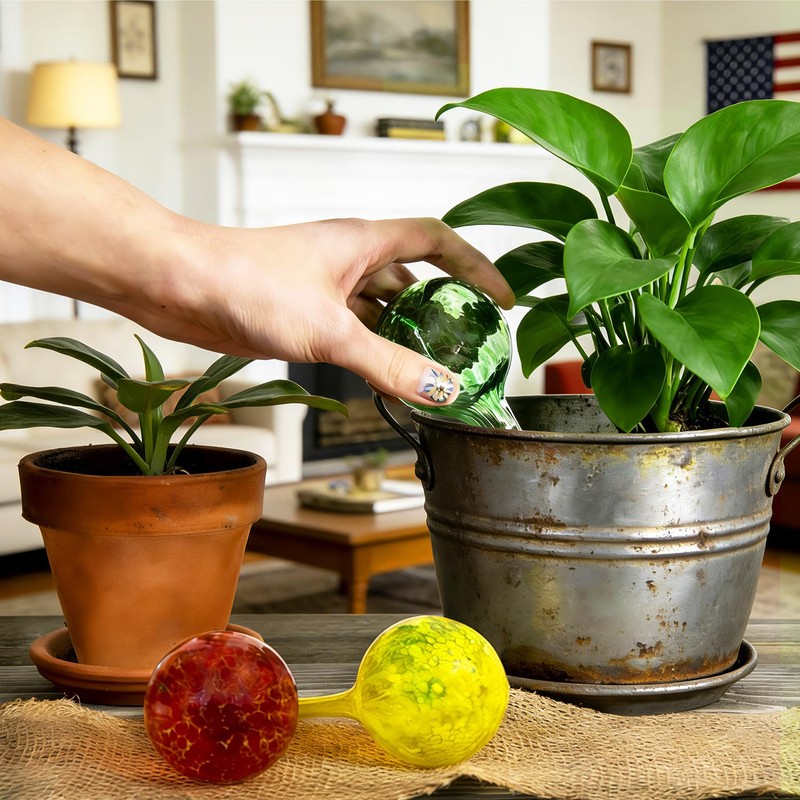 Plant Self Watering Globes, Colorful Glass Plant Watering Device Outdoor