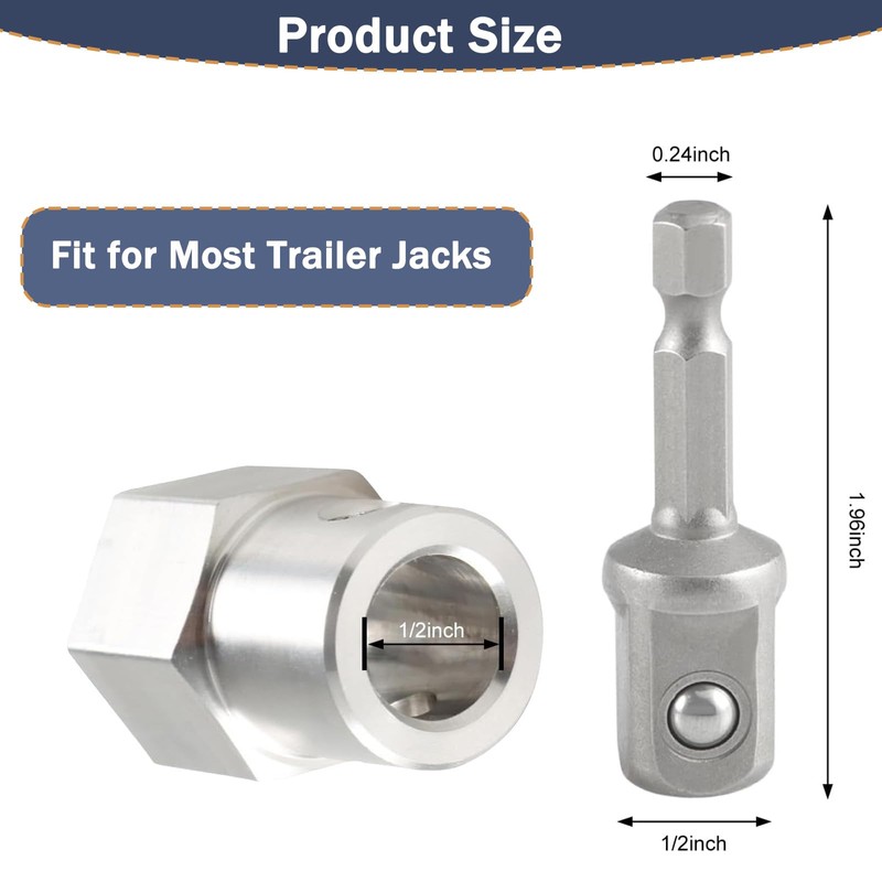 Upgraded Stainless Steel Top Wind Trailer Jack Crank Handle Cordless