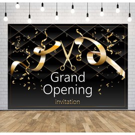 CORFOTO 5x3ft Fabric Grand Opening Invitation Backdrop Ribbon Cutting Opening Ceremony Photo Background for New Store Shop Restaurant Party Event Banner Grand Opening Decorations Photoshoot Props