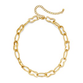 TOVABA Chunky Gold Chain Necklace Cuban Chain Link Thick Paperclip Chain Heart Chain Choker Necklace for Gift Fashion Jewelry, Brass, No Gemstone