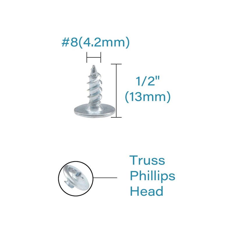 #8 x 1/2 Inch Truss Head Wood Screws 200pcs Washer