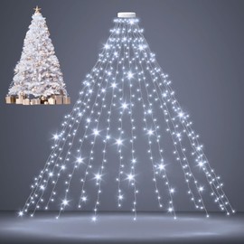 cshare White Christmas Tree Lights, 400LED Christmas Lights for White Christmas Tree Pink Christmas with Timer 8 Modes 6.6 ft * 16 Lines Christmas Decorations for 6-7ft Tree Cool White