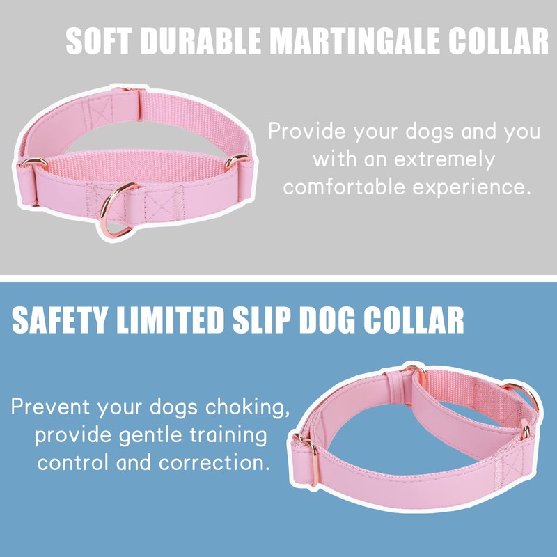 Soft Leather Martingale Dog Collar - Adjustable Rose Gold Limited