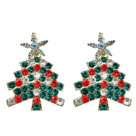 Sparkly Crystal Christmas Earrings Cute Colorful Christmas Tree Earrings Jewelry Festival Holiday Gifts for Women