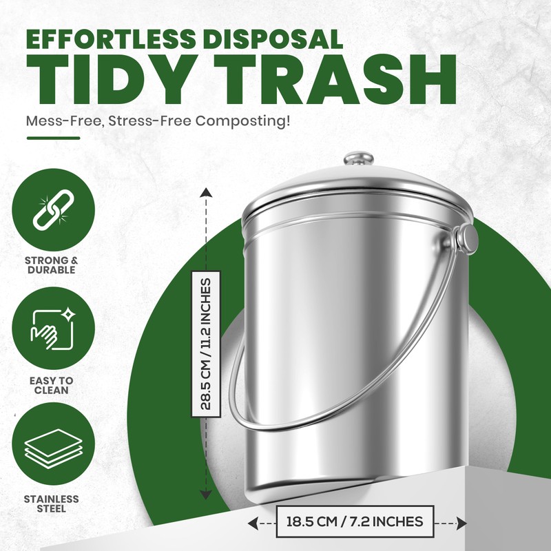 Utopia Kitchen Indoor Compost Bin Kitchen, Odorless Composting with Charcoal