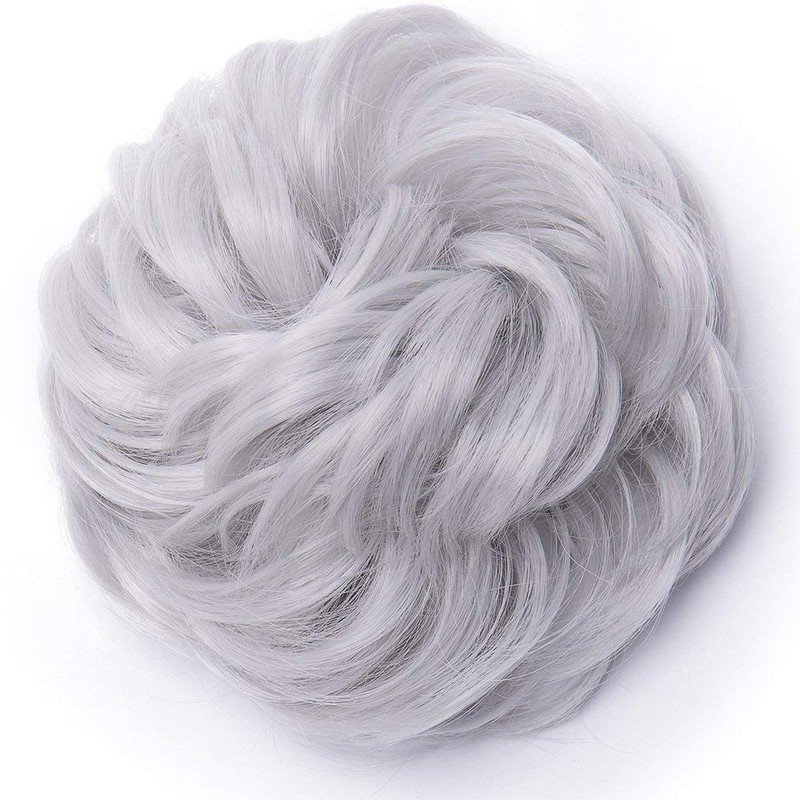 Hairpiece Bun Scrunchie Scrunchy Hair Extensions Silver Grey 40G Synthetic