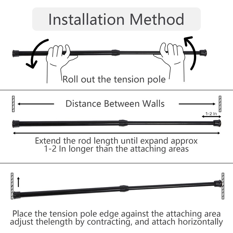 Cupboard Bars Tension Rods, 6 Pack Spring Loaded Curtain Rods