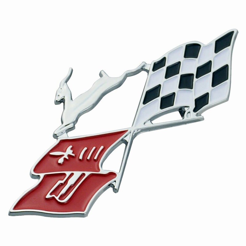 2Pc 1961 Impala Die Cast Rear Quarter Panel Emblem Crossed