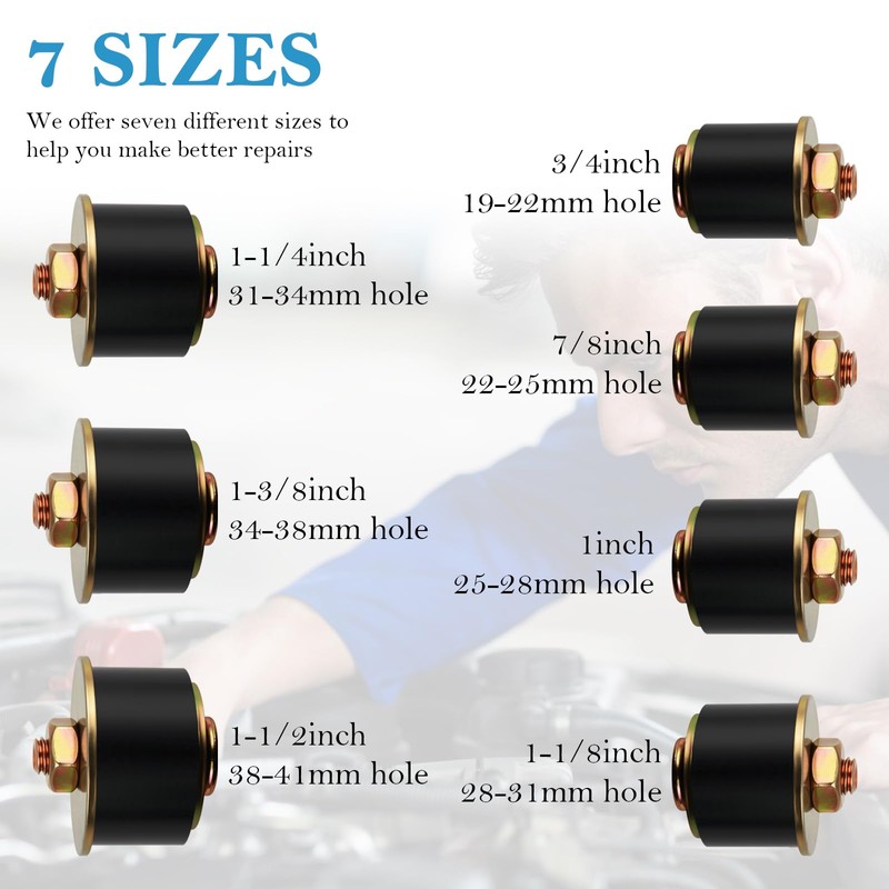 7PCS Rubber Expansion Freeze Plugs Kit,3/4" 7/8" 1" 1-1/8" 1-1/4"