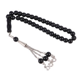 EXCEART Muslim Prayer Beads 33 Beads Islam Prayer Beads Glass Beads Islamic Pilgrimage Pearl Necklace Prayer Chain Muslim Bracelet Women Men Families Friends Gift Black, Glass, Pearl