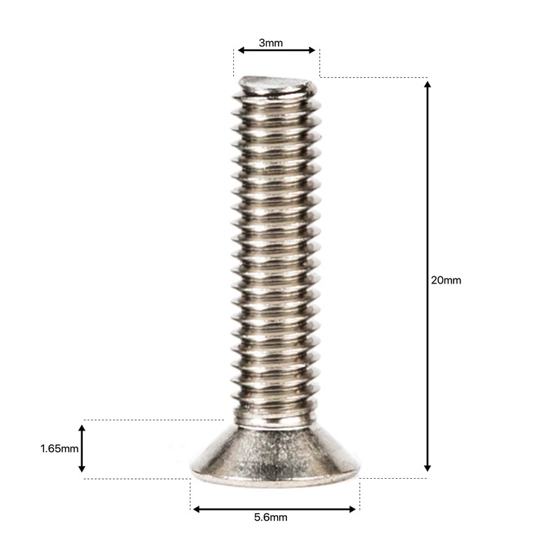 M3 (3mm x 20mm) Phillips Countersunk Machine Screws Flat Head
