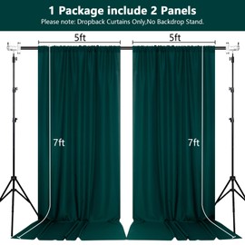 MEETSKY Hunter Green Backdrop Curtains for Parties Wedding Curtains Rod Pocket Green Photo Curtains Backdrop Sliding Drapes Backdrop Curtains for Birthday Party Photography, 5ft x 7ft, 2 Panels