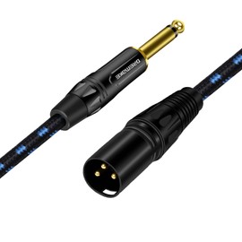 DREMAKE 3FT TS 1/4 Inch Male to XLR Male Unbalanced Cable, Jack 6.35mm Mono to XLR Mic Cord, Quarter Inch TS to XLR Interconnect Cord for Electric Drum, Power Amplifier, E-Piano, Effect Pedal and More