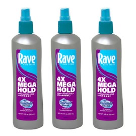 3 pack of Rave 4x Mega Unscented Pump Hairspray, 11 fl oz