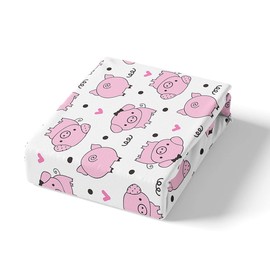 Erosebridal Pink Pig Bed Sheets Twin,Cute Farm Animal Fitted Sheet Deep Pocket for Kids Girls Teens Women Kawaii Room Decor,Little Pigs Bedding Set Cartoon Soft Breathable Bedding Sets 1 Pillow Case