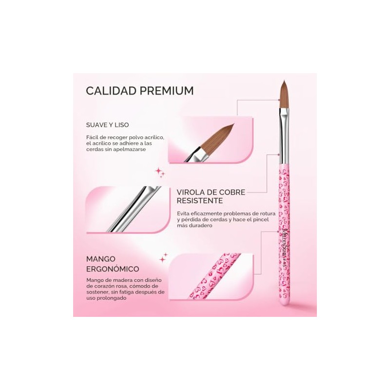 MelodySusie Juego de 3 Pinceles para Uñas Acrílicas (Tallas 8,