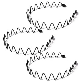 KELUBATU 3pcs Hair Bands for Men Metal Fashion Headbands for Women Unisex Black Hair Bands Spring Non-Slip Headbands for Sports and Daily Wear