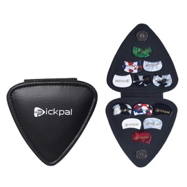 Guitar Pick Holder Case,HUIOP PICKPAL Guitar Picks Holder Case for Acoustic Electric Guitar Includes 12 PCS Guitar Picks Leather Guitar Plectrums Storage Pouch Guitar Pick Bag Gifts for Kids Friends G