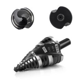 COMOWARE Step Drill Bit, 12 Sizes from 1/4" to 1-3/8", High Speed Steel Step Bit with 2 Spiral Flutes, 3-Flat Shank, Steps Bits for Metal, Aluminum/Wood/Plastic/Iron, Unibit for Electricians & DIY