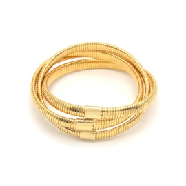 MARSHAL METAL Fashion Bracelet Omega 18K Gold Plated Triple Cobra Bracelet (7mm x 3)
